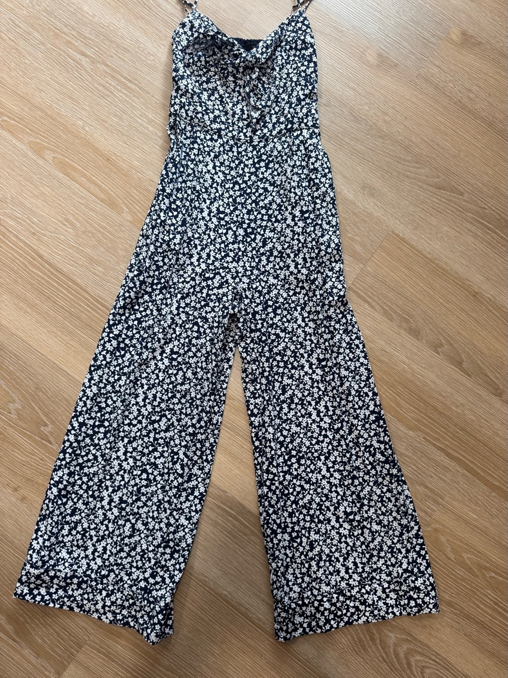 J Crew Navy & White Floral Wide-Leg Jumpsuit